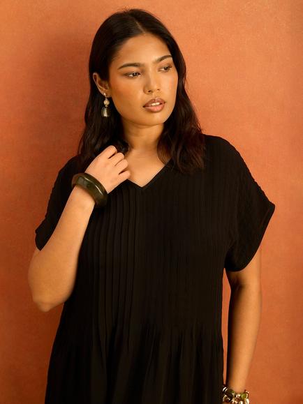 Live Unlimited Pleated Midaxi Dress, Black - view 2, Black