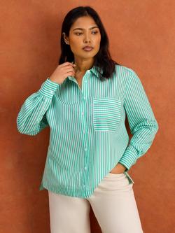Live Unlimited Petite Stripe Boxy Shirt, Green, Green