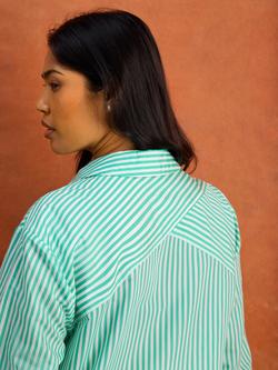 Live Unlimited Petite Stripe Boxy Shirt, Green - view 2, Green