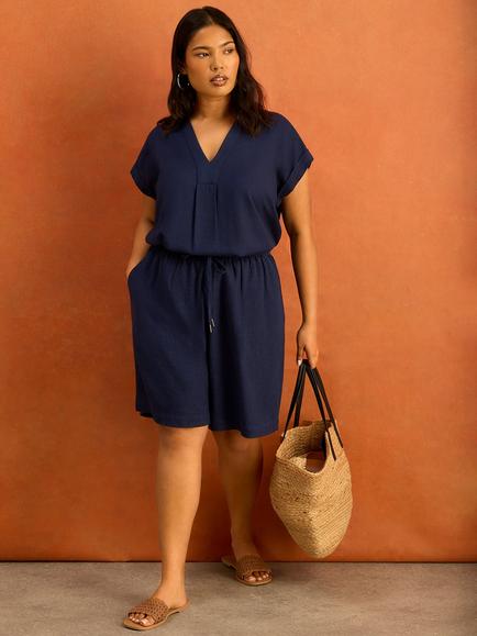 Live Unlimited Linen Blend Shorts, Blue, Blue