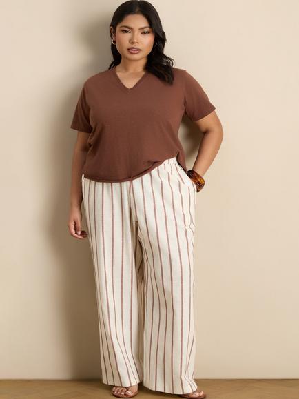Live Unlimited Curve Striped Trousers, Natural, Natural