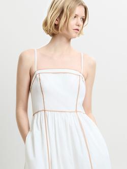 French Connection Cambria Cotton Contrast Trim Tiered Maxi Dress, Summer White - view 2, Summer White