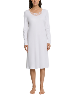 Hanro Belen Lace Neck Nightdress, White