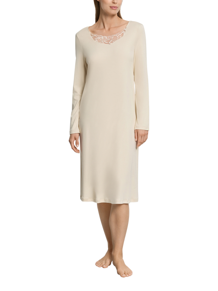Hanro Belen Lace Neck Nightdress, Summer Sand
