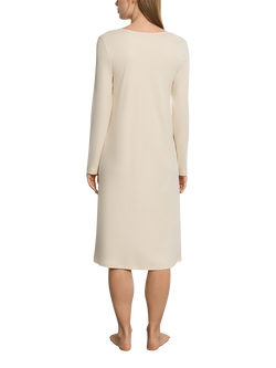 Hanro Belen Lace Neck Nightdress - view 2, Summer Sand