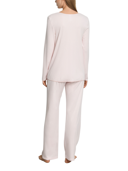 Hanro Silk Rich Trim Long Pyjama Set - view 2, Honeydew