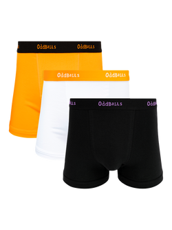 OddBalls Stretch Cotton Plain Boxers, Pack of 3, Apricots/Black/White