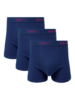 OddBalls Stretch Cotton Plain Boxers, Pack of 3, Navy