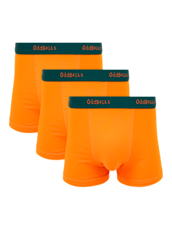 OddBalls Stretch Cotton Plain Boxers, Pack of 3, Orange/Evergreen