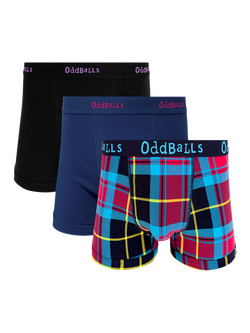 OddBalls Stretch Cotton Plain Boxers, Pack of 3, Black/Navy/Multi, Black/Navy/Multi