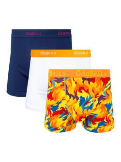 OddBalls Stretch Cotton Classic Mix Boxers, Pack of 3, Navy/White/Multi, Navy/White/Multi