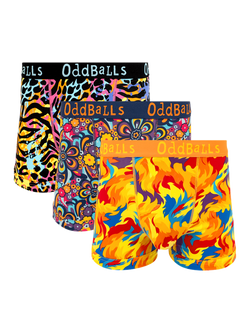 OddBalls Stretch Cotton Patterned Mix Boxers, Pack of 3, Multi, Multi