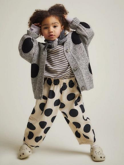Claude & Co Kids' Eben Cotton Polka Dot Spot Knit Cardigan, Grey, Grey
