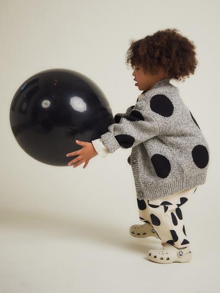 Claude & Co Kids' Eben Cotton Polka Dot Spot Knit Cardigan, Grey - view 2, Grey