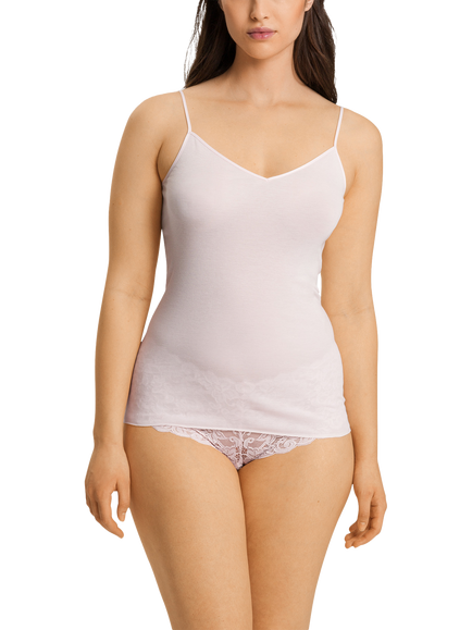 Hanro Cotton Seamless Spaghetti Top, Honeydew