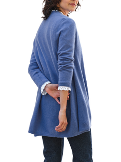 Pure Collection Open Neck Pure Cashmere Swing Cardigan, Bluebell - view 2, Bluebell