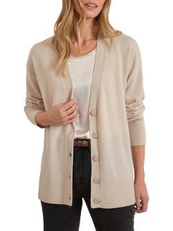 Pure Collection Boyfriend Fit Pure Cashmere Cardigan, Blonde, Blonde
