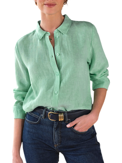 Pure Collection Long Sleeve Pure Linen Shirt, Mint