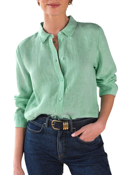 Pure Collection Long Sleeve Pure Linen Shirt, Mint