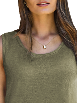 Pure Collection Pure Linen Vest Top - view 2, Khaki
