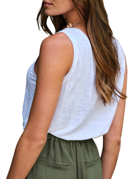 Pure Collection Pure Linen Vest Top, White - view 2, White
