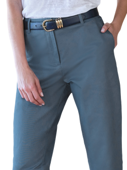 Pure Collection Slim Leg Chinos - view 2, Deep Blue