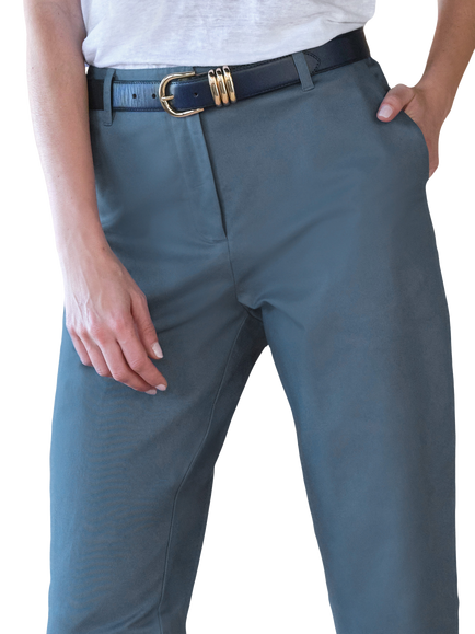 Pure Collection Slim Leg Chinos - view 2, Deep Blue