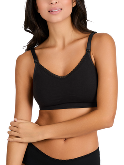 JoJo Maman Bébé Emma Jane Lace Trim Seamless Nursing Bra, Black, Black