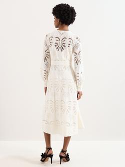Phase Eight Inara Embroidered Long Sleeve Midi Dress, Ivory - view 2, Ivory