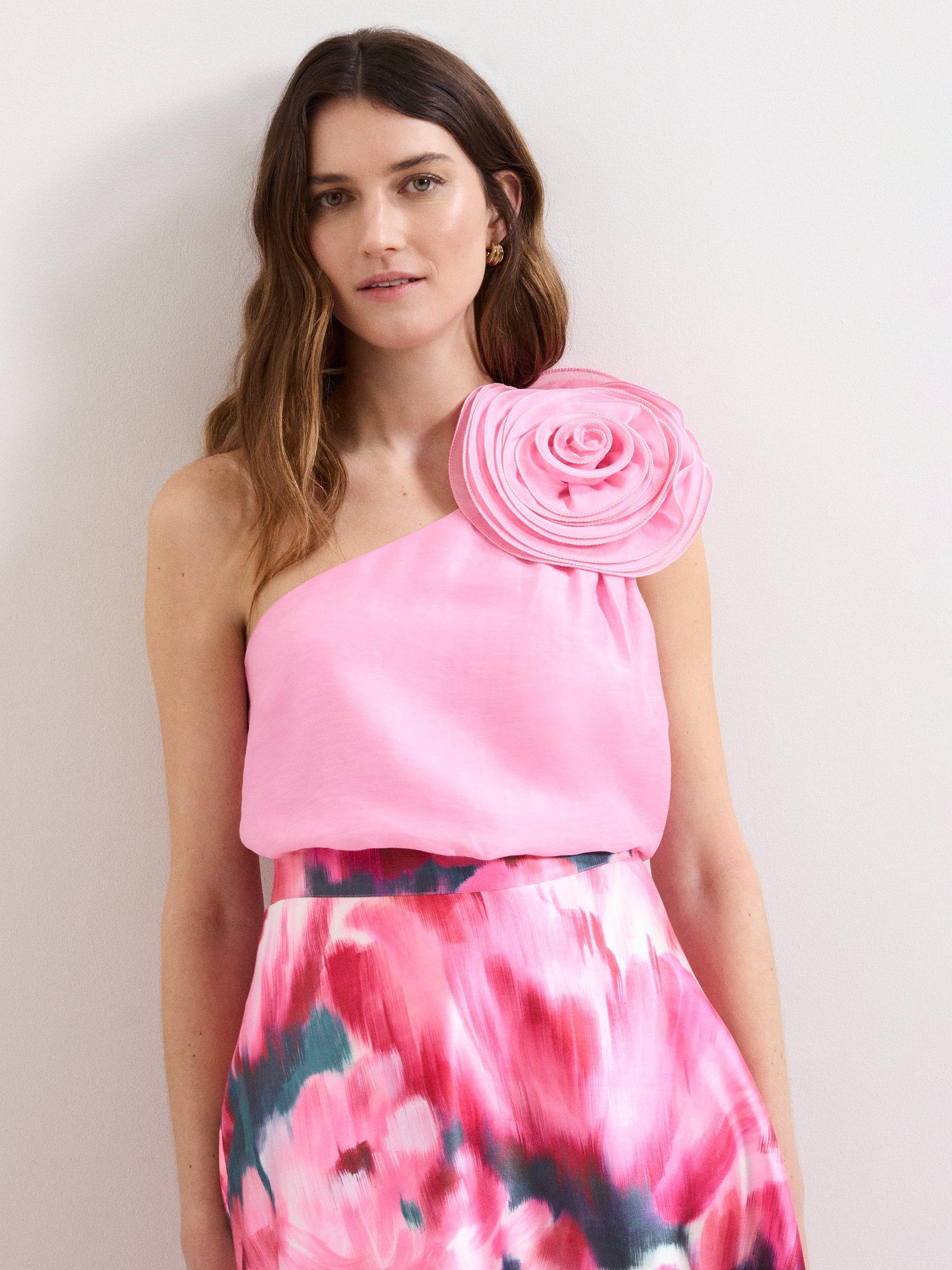 トップス PAINORPLEASUREROSE CORSAGE SLEEVELESS Miss Selfridge corsage detail sleeveless lace top in black | ASOS
