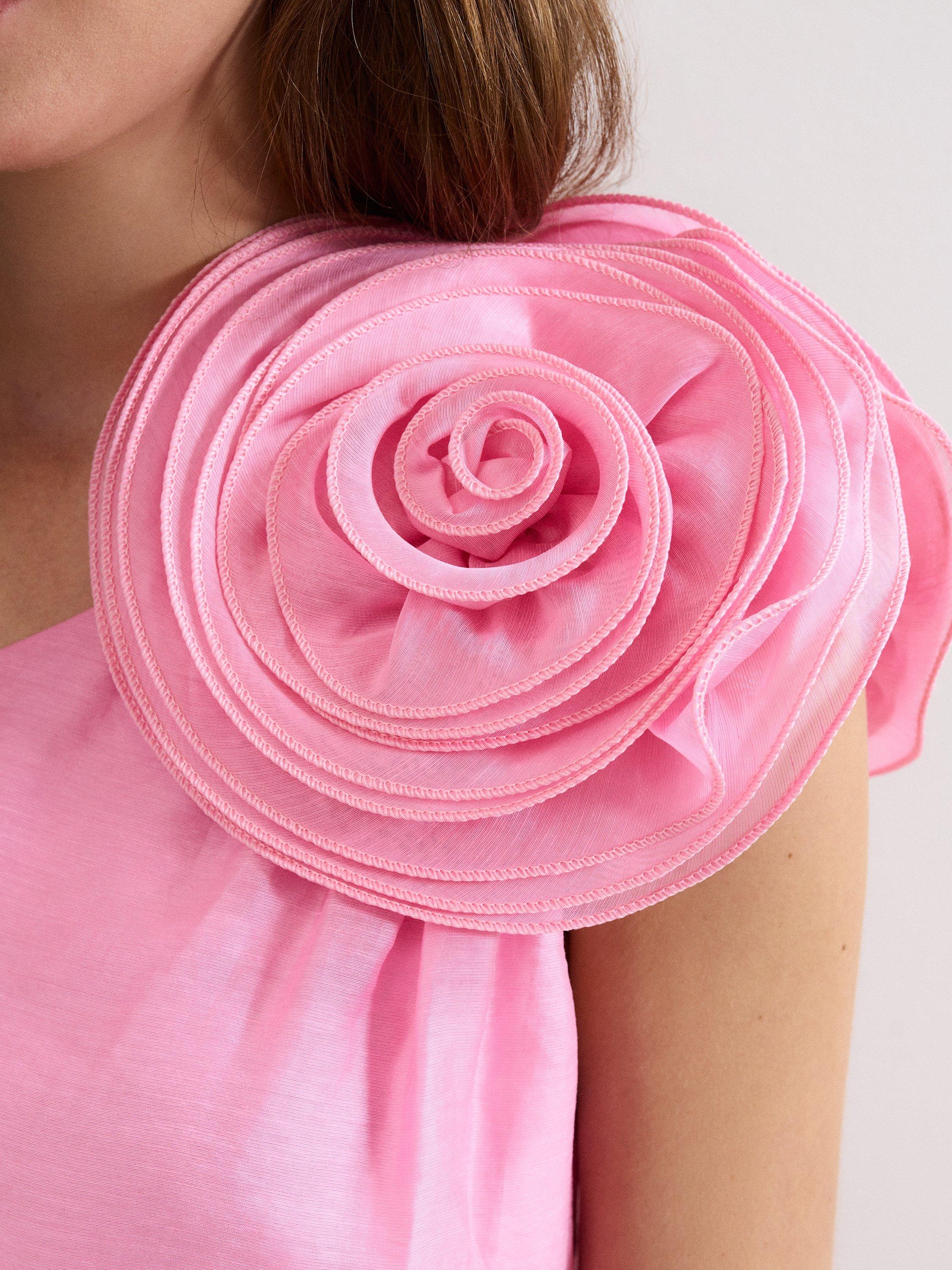 Phase Eight Angelina Corsage Sleeveless Asymmetric Top, Pink