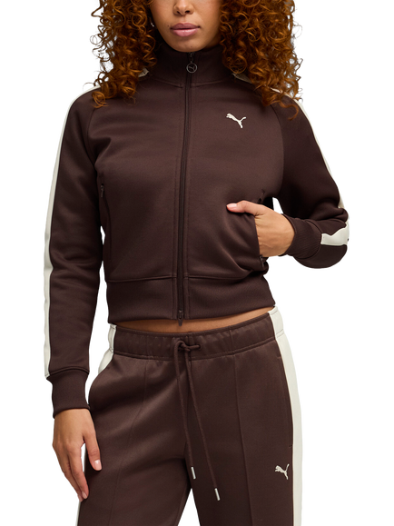 PUMA Women's T7 Short Track Jacket, Dark Brown