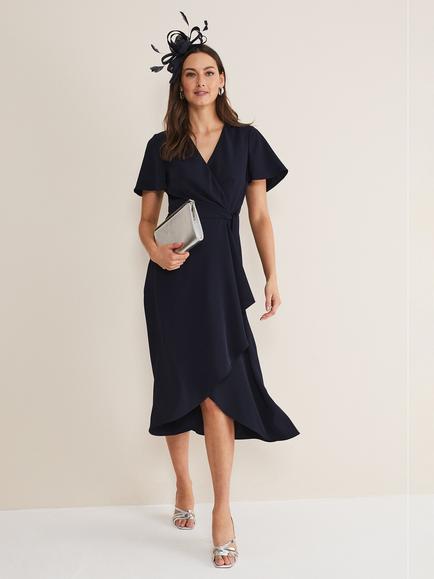 Phase Eight Julissa Short Sleeve Wrap Dress, Navy, Navy