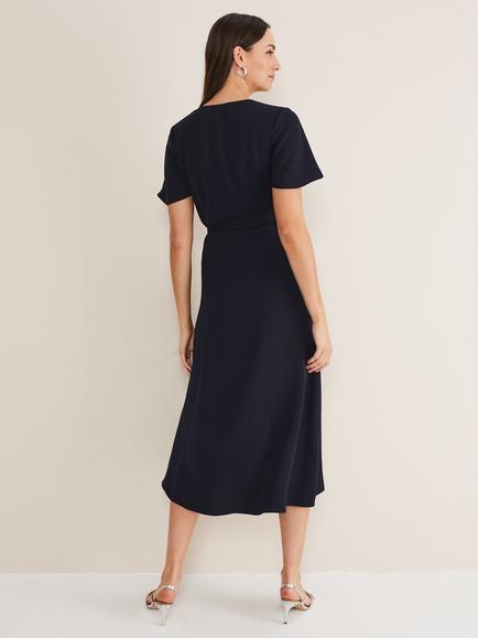 Phase Eight Julissa Short Sleeve Wrap Dress, Navy - view 2, Navy