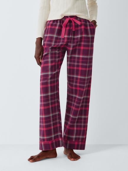 John Lewis Cotton Check Pyjama Bottoms, Red Check, Red Check
