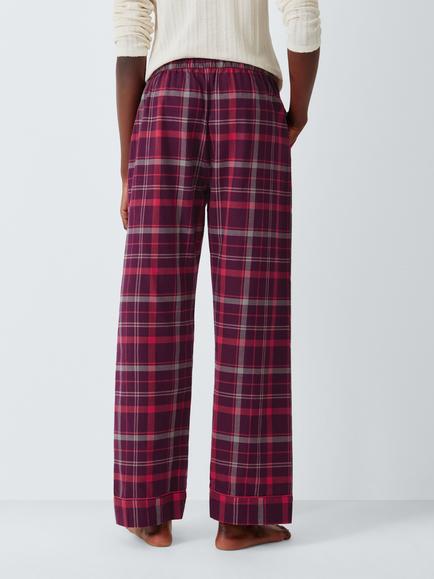 John Lewis Cotton Check Pyjama Bottoms, Red Check - view 2, Red Check
