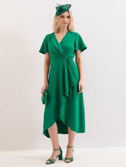 Phase Eight Julissa Short Sleeve V Neck Midi Dress, Green