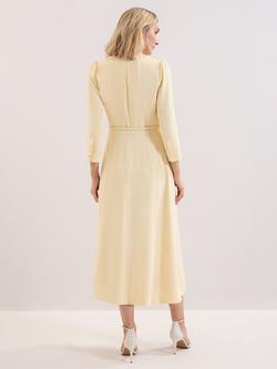 Phase Eight Danielle V-Neck Midi Dress, Pale Yellow - view 2, Pale Yellow