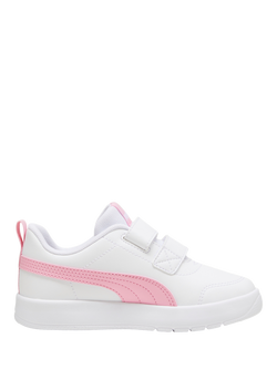 PUMA Kids' Courtflex v3 Trainers, White/Pink