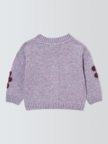 John Lewis Baby Flower Cardigan, Lilac - view 2, Lilac