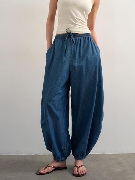 Topshop Mid Rise Denim Balloon Jeans, Mid Blue, Mid Blue