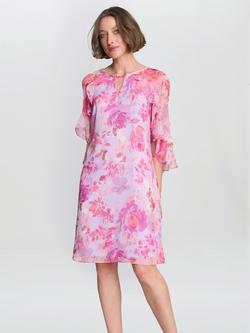 Gina Bacconi Tracey Floral Shift Dress, Pink, Pink
