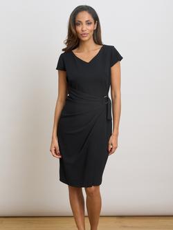 Gina Bacconi Dita Buckle Detail Wrap Dress, Black, Black