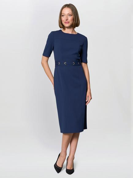 Gina Bacconi Everley Belted Tailored Dress, Navy, Navy