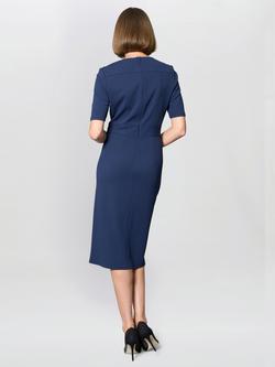 Gina Bacconi Everley Belted Tailored Dress, Navy - view 2, Navy