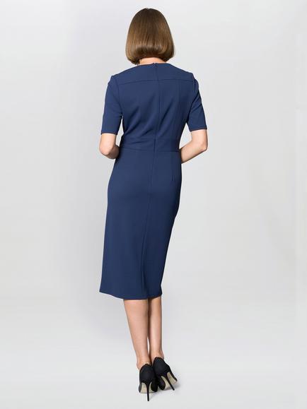 Gina Bacconi Everley Belted Tailored Dress, Navy - view 2, Navy