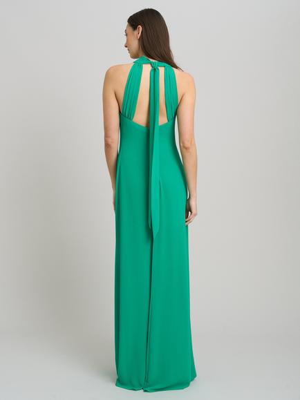 Gina Bacconi Halter Neck Maxi Dress, Emerald - view 2, Emerald