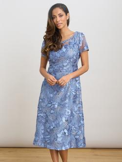 Gina Bacconi Illusion Dress, Blue, Blue