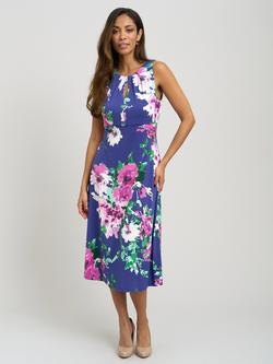 Gina Bacconi Mary Ann Midi Dress, Navy/Multi, Navy / Multi