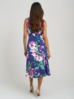 Gina Bacconi Mary Ann Midi Dress, Navy/Multi - view 2, Navy / Multi